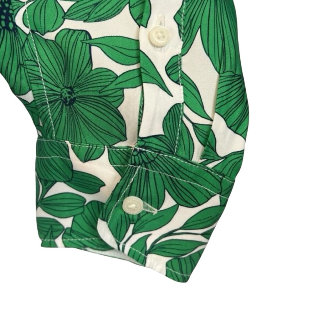J.Crew Cupro-Blend Greenhouse Floral Blouse Classic Button Front Women’s Size 14 - Picture 5 of 9